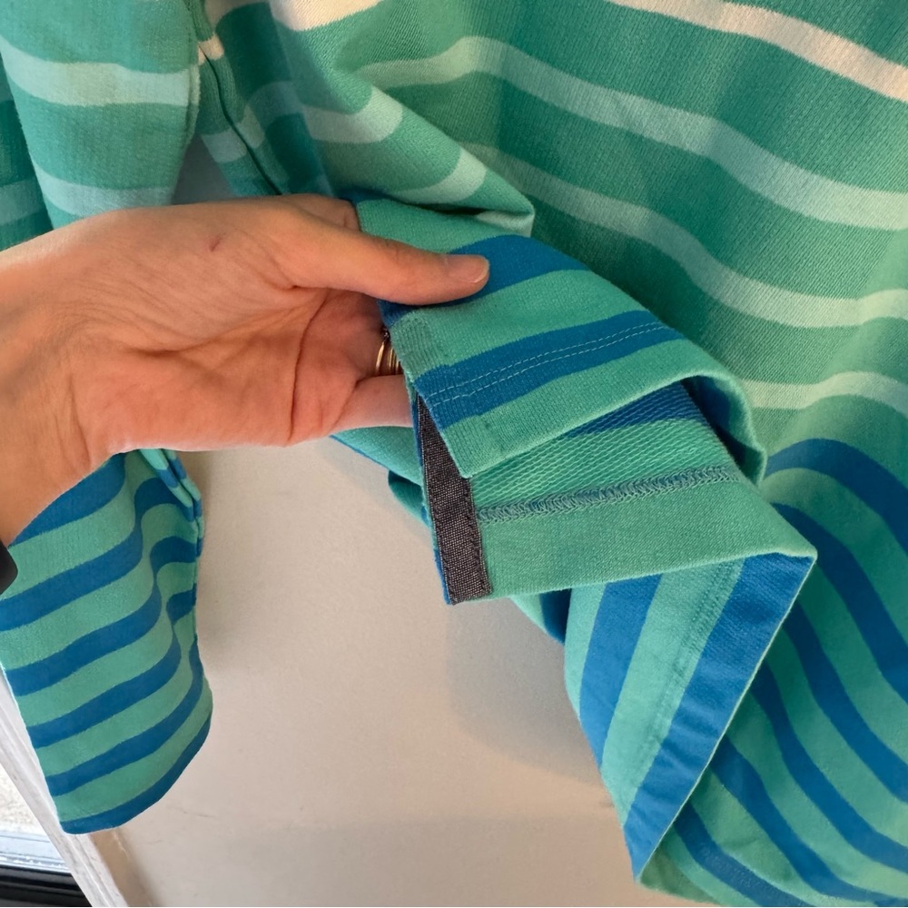 L.L. Bean Shoreline Aqua Striped Pullover - Picture 7 of 9